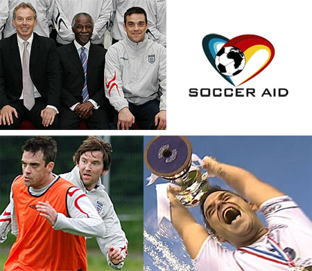 Robbie Williams podczas Soccer Aid